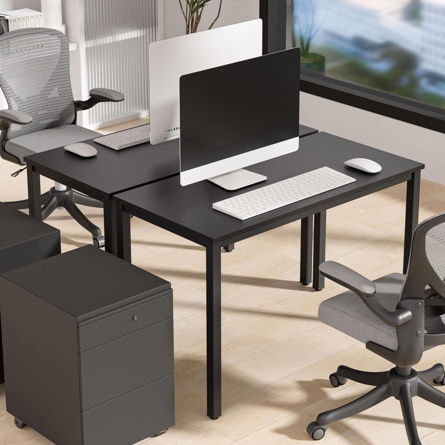 NewBeth Computer Desk for Small Space,Modern Simple Laptop Desk,Computer Table Study Writing Desk for Home Office,Dining Room,Living Room (Black, 39.37 * 23.62 * 29.52in)
