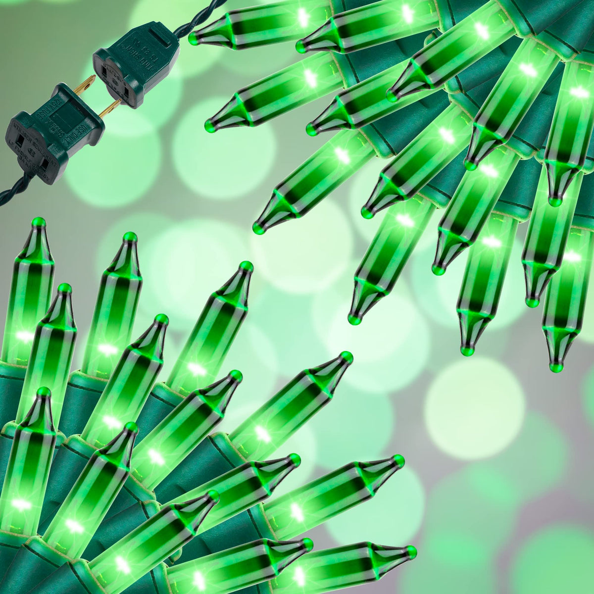 JUSTPRO 100LIGHTS Green Extra-Bright with End Connectors Christmas Decorative Lights 5.98m UL Certified Mini String Light Set Waterproof for Home Garden Holiday Christmas Tree Party Patio Wedding
