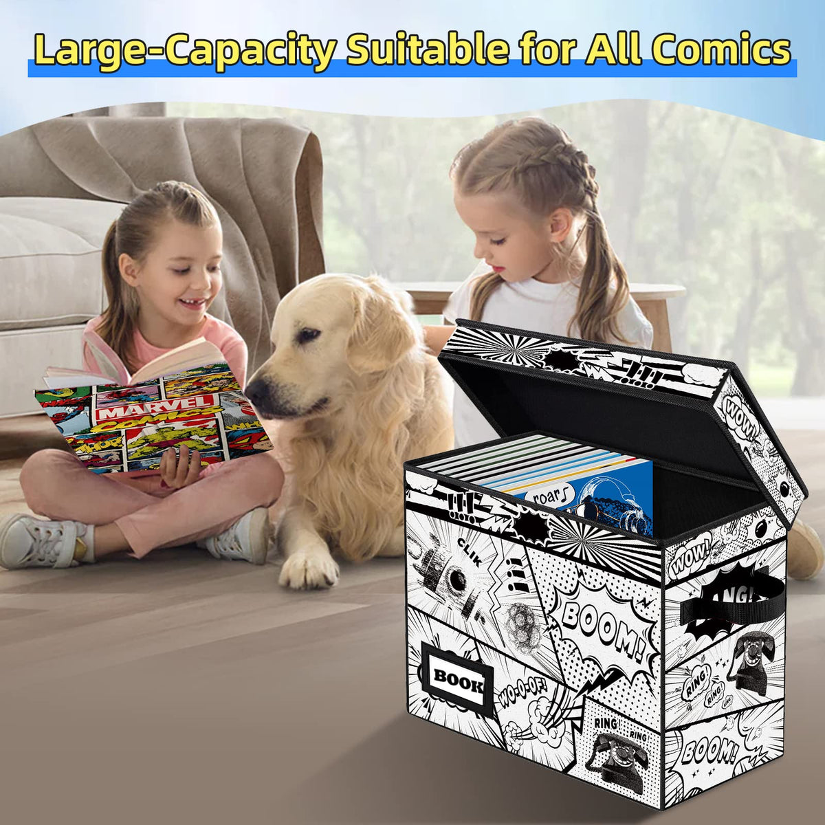 YNSZAS 10 Pack Collection Comic Book Storage Boxes, Protector Organizer 15.8" X 7.8" X 11.8" Collapsible Short Box Holds 160-180 Comic Book Heavy Duty Bin Container Holder Shelf