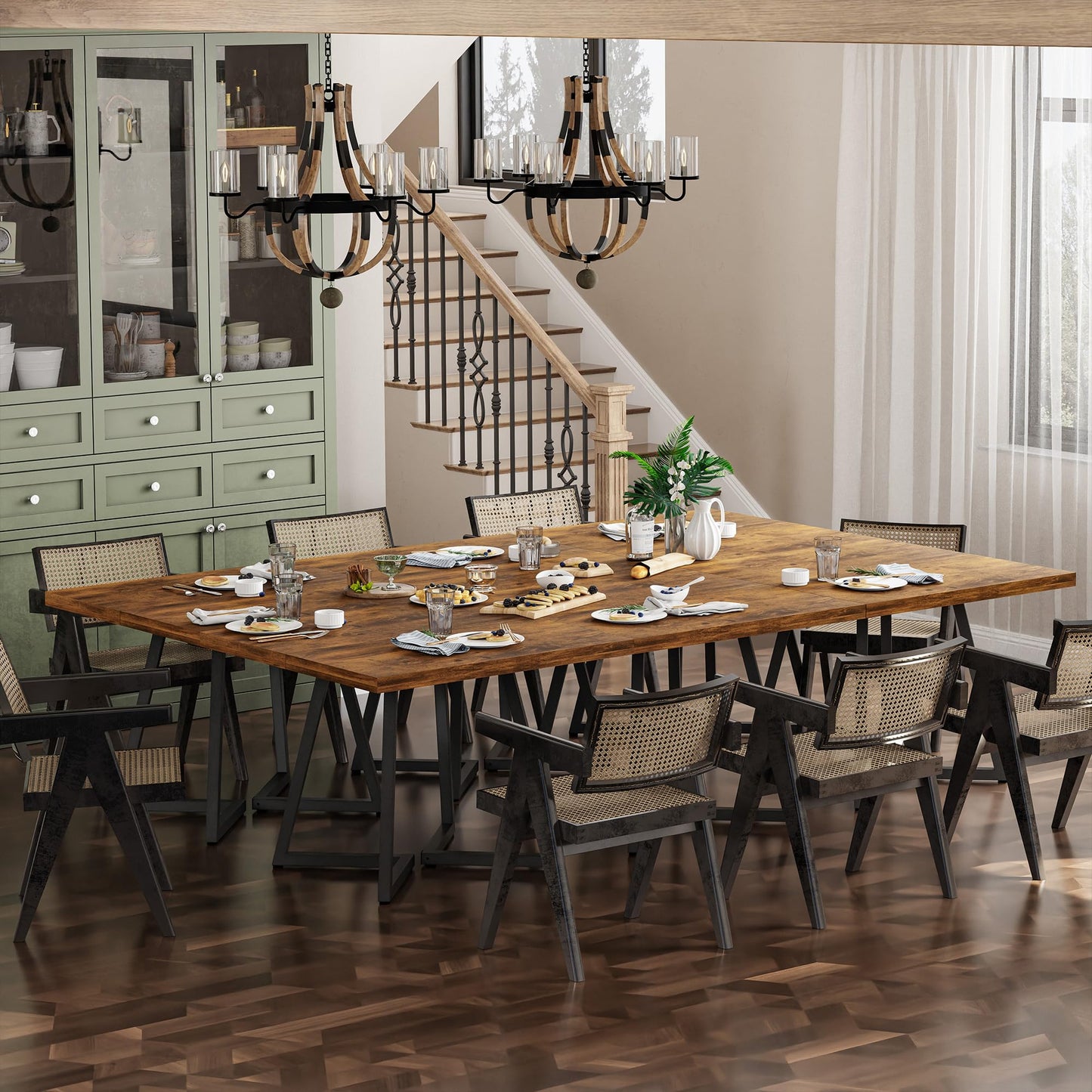 Apicizon Square Kitchen Dining Table for 2, Small Ktichen Table with Metal Base, 31.5" Modern Dinner Table for Dining Room Apartment Restaurant, Rust Brown