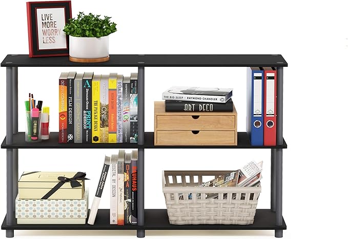 Furinno TURN-N-TUBE Storage Shelves, 3-Tier 47.4 Wide Book Shelf, Corner Shelf