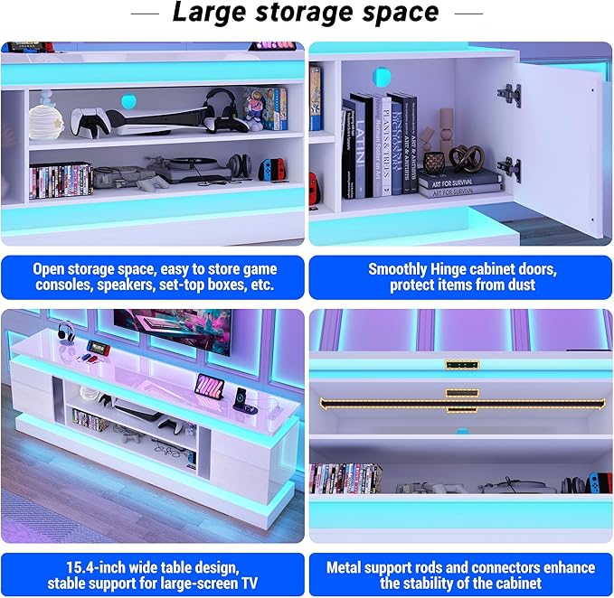 chartustriable 81IN LED TV Stands w/Power Outlet