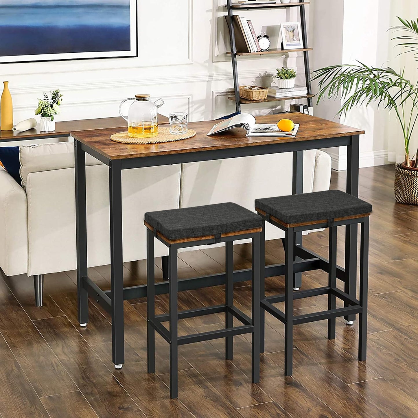 baibu Set of 2 Memory Foam Rectangle Bar Stool Cushions, Dual-Layer Non-Slip Dining Chair Pads Kitchen Bench Stool Cushions with Machine Washable Cover - Only 2 Pads (Black, 15.7×11.8×1.5in)