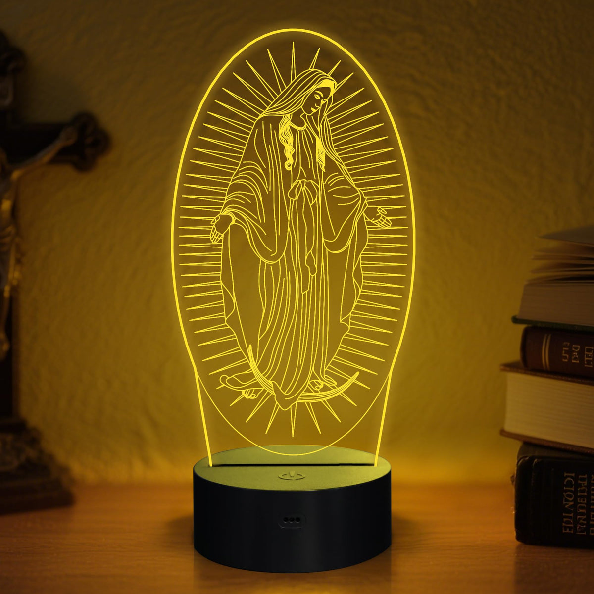 Attivolife Virgin Mary Gifts, 3D Our Lady Night Light Illusion Hologram Lamp 16 Color Changing with Remote Control, LED Best Birthday Christian Mothers Day Gifts for Religious Women Mom