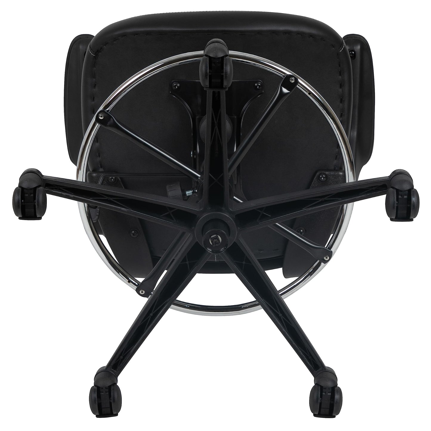 Flash Furniture Kelista Mid-Back Swivel Office Chair with Adjustable LeatherSoft Seat Height, Ergonomic Mesh Chair with Flip-Up Arms, Black