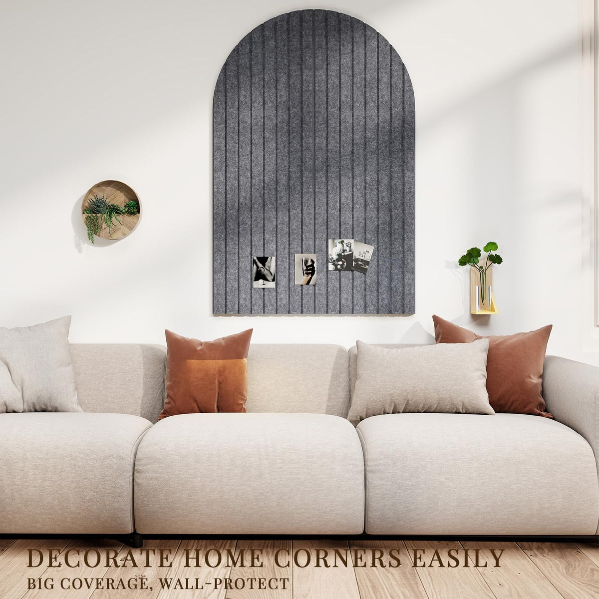 JBER Large Arched Felt Bulletin Board 36" x 24" - 6 Pack Felt Wall Tiles, Cork Board Alternative to Use in Office & Home Decor, Classroom Decor, Vision Board to Display Your Photos(Dark Gray)