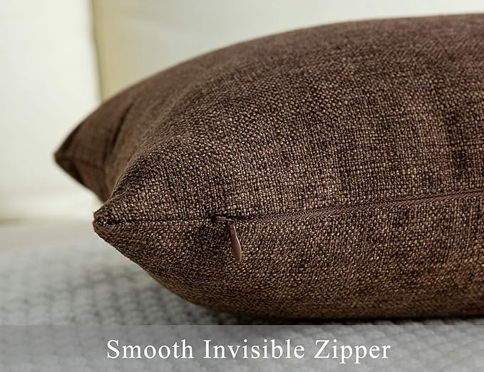 Stellhome Pack of 2 Linen Throw Pillow Covers Solid Fall Decorative Cushion