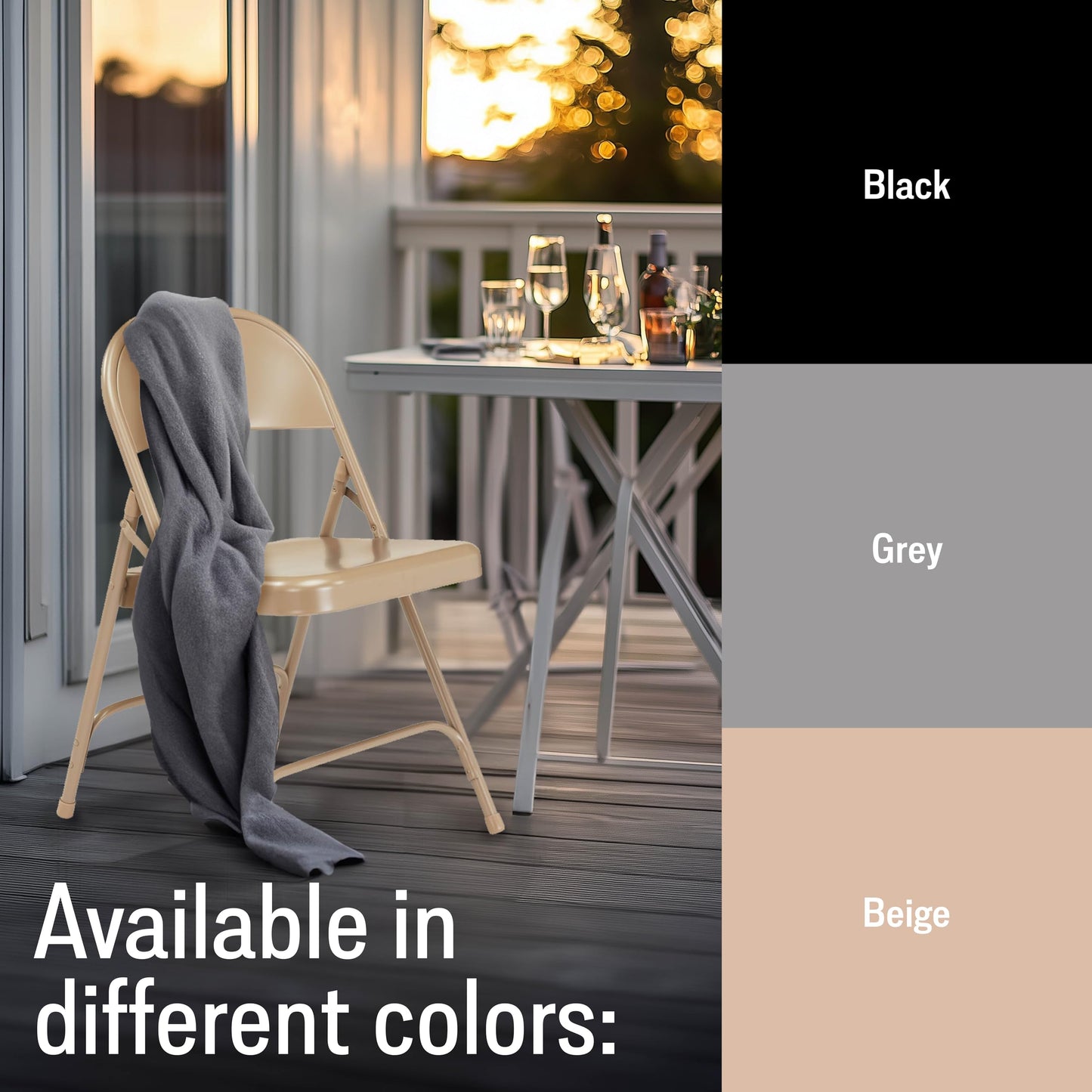 Steel Portable Folding Chairs by National Public Seating – 50 Series Premium Heavy-Duty Foldable Chairs for Indoor & Outdoor, Set of 4 – Comfortable, Durable, Institutional-Grade, Beige