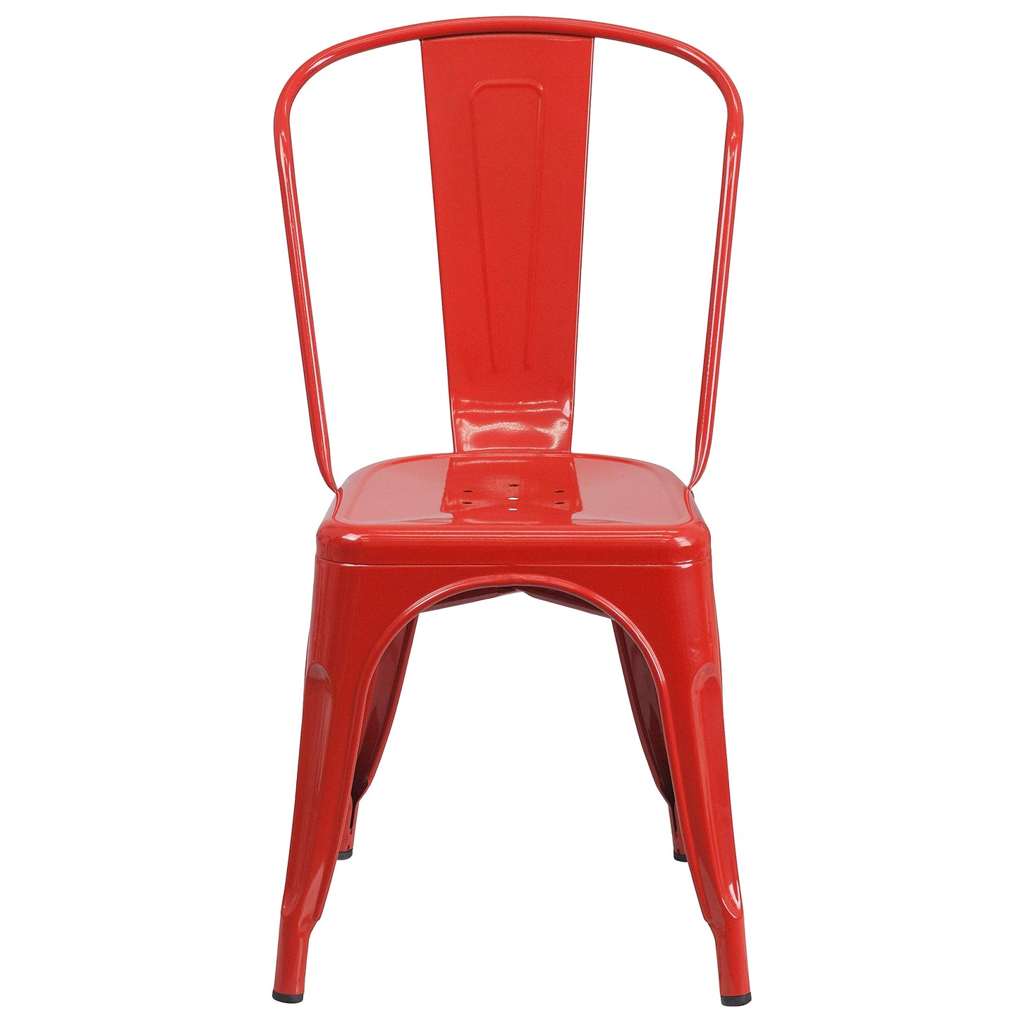 Flash Furniture Perry Commercial Grade Red Metal Indoor-Outdoor Stackable Chair with Powder Coated Steel Frame