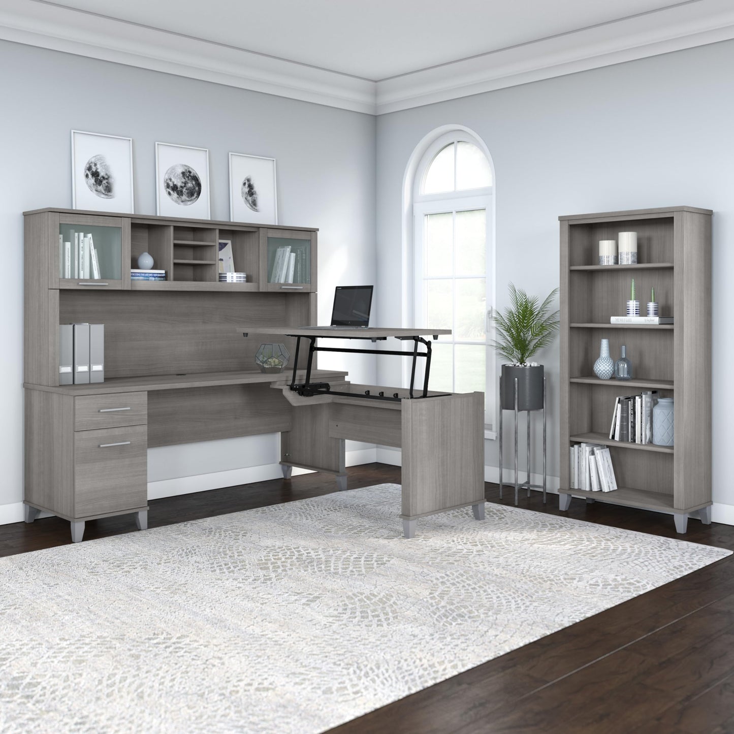 Bush Home 72-inch Home Office Desk with Drawers, Large Computer Table for Personal Workspace, Somerset Collection, Platinum Gray