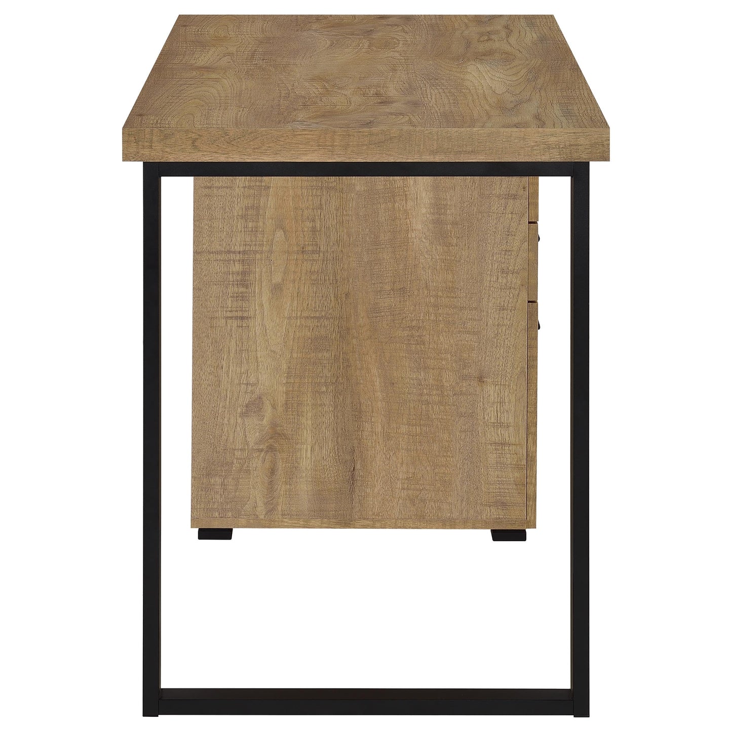 Coaster Home Furnishings - Brennan - Engineered Wood - 47-Inch 3-Drawer Computer Desk with File Cabinet and Open Metal Leg - Home Office - Mango and Black - 800787