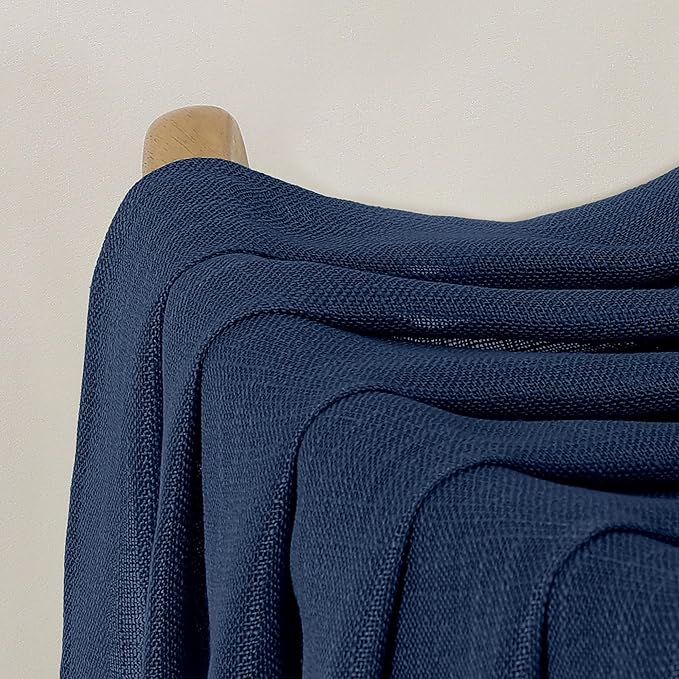 Chyhomenyc Extra Long Navy Blue Semi Sheer Curtains 108 Inches Long 2 Panels Set