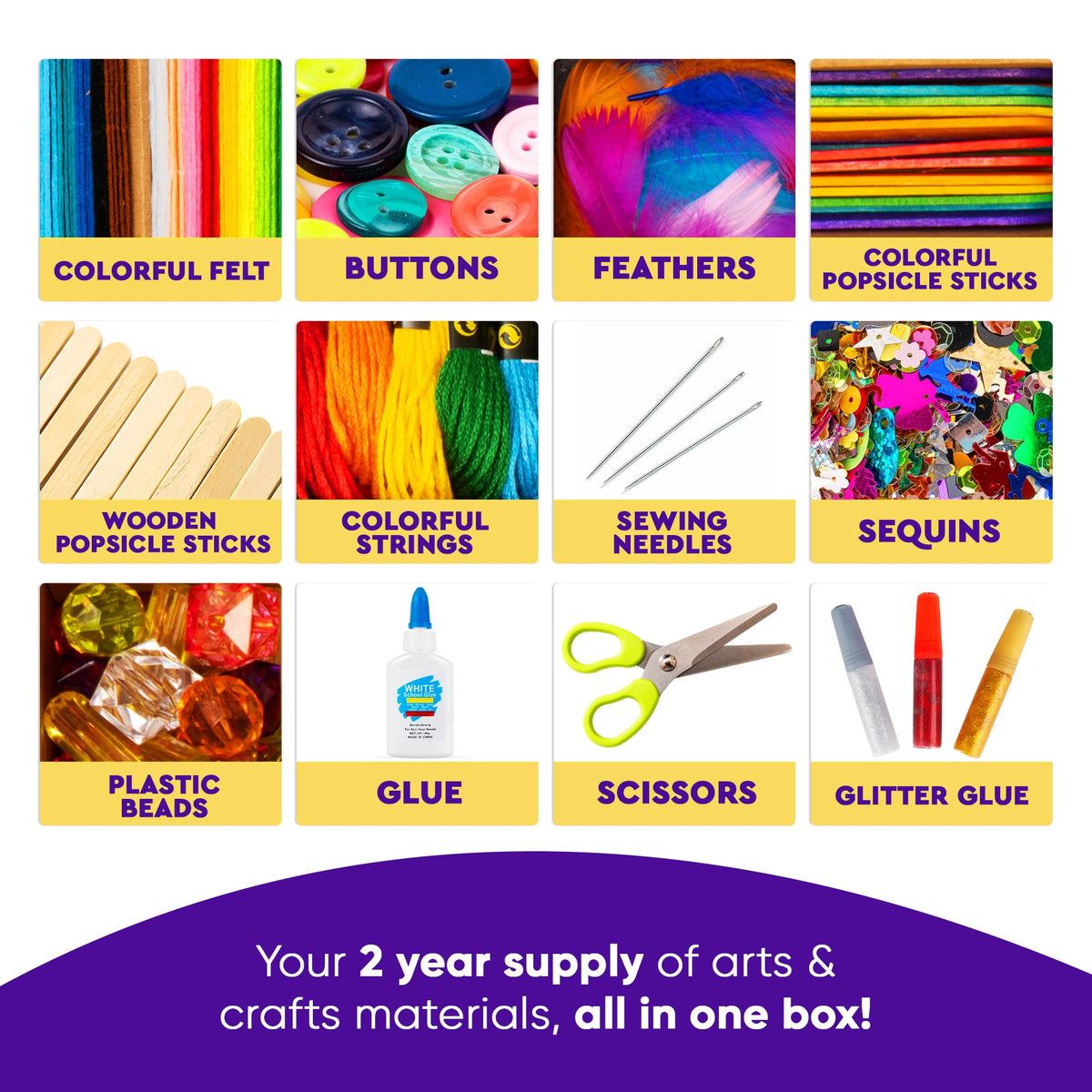 Blue Squid 3000+ pcs Arts and Crafts Supplies for Kids | Craft Kit Box for Kids Age 4-5, 4-8, 6-8, 8-12 | Craft Supplies & Materials Crafts Set Toys Art Box Gifts for Girls Boys Bulk Art Kit