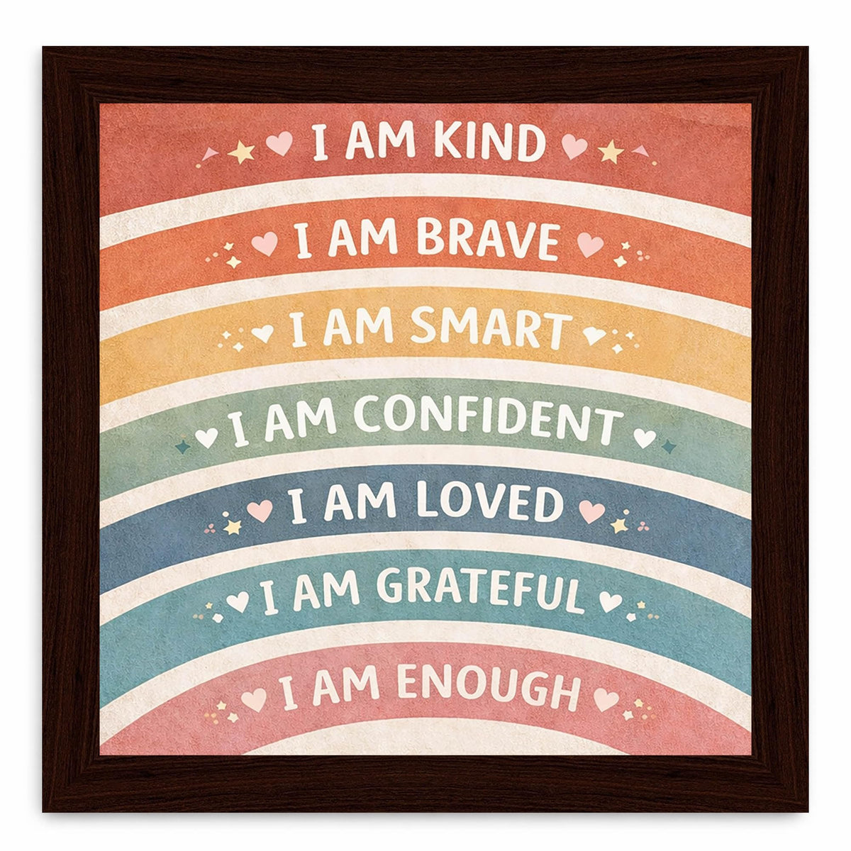 Kids Classroom Wall Art Decor Wooden Framed Sign Positive Affirmations Posters Inspirational Motivational Sign For Educational School Homeschool Nursery 8×8 Inch