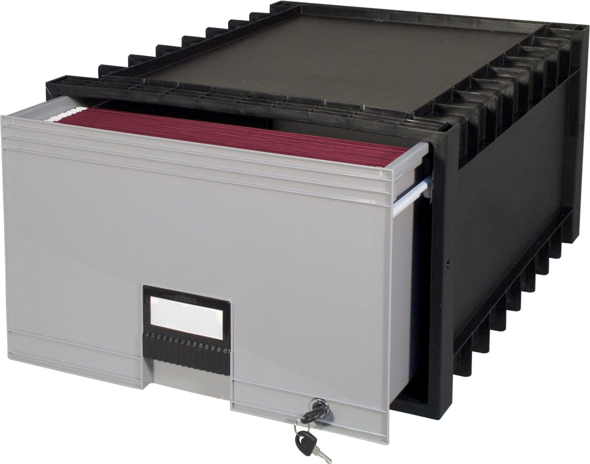 Storex 24-Inch Archive Locking Storage Box for Legal Size Files, Black/Grey (61155U01C)