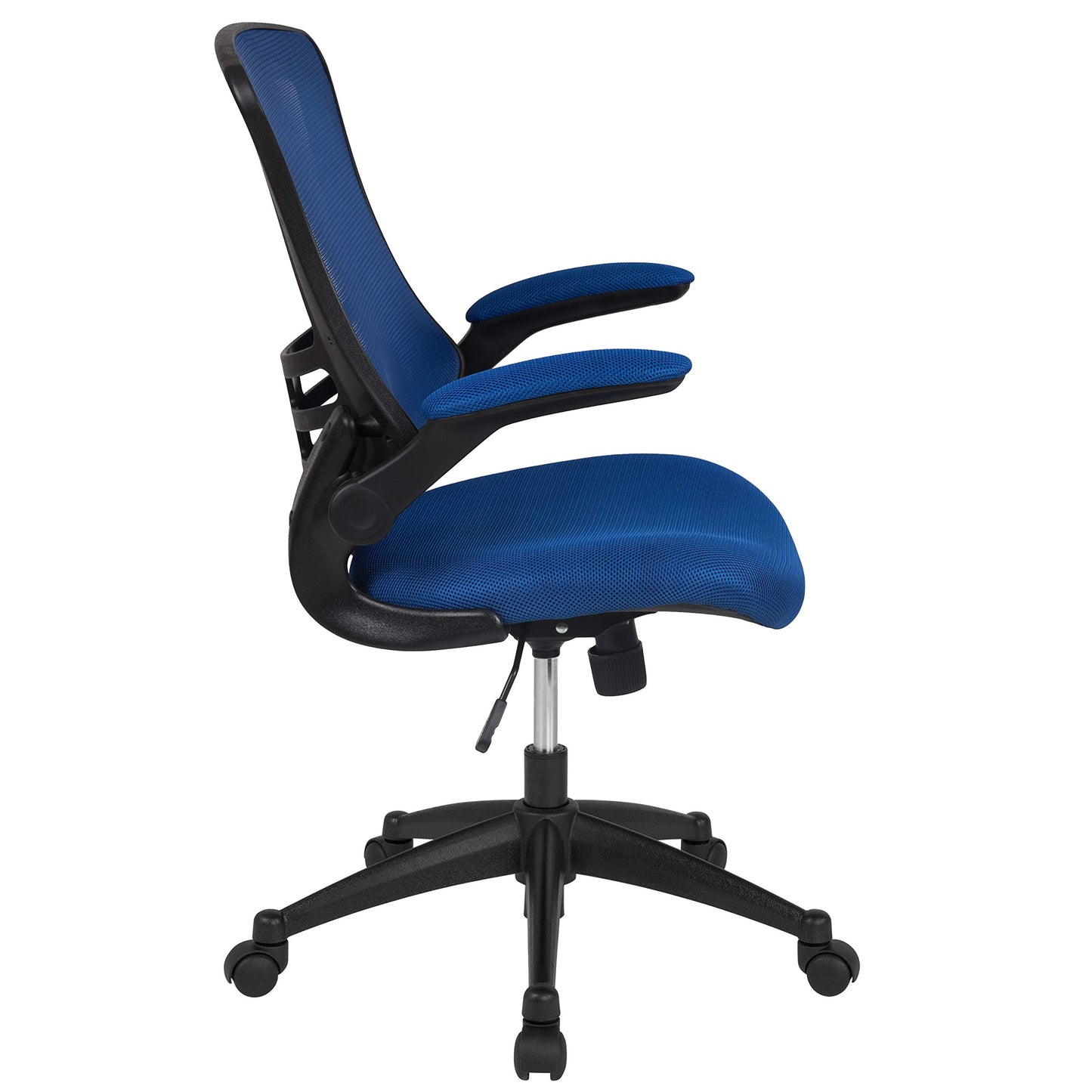 Flash Furniture Kelista Mid-Back Blue Mesh Swivel Ergonomic Task Office Chair with Flip-Up Arms