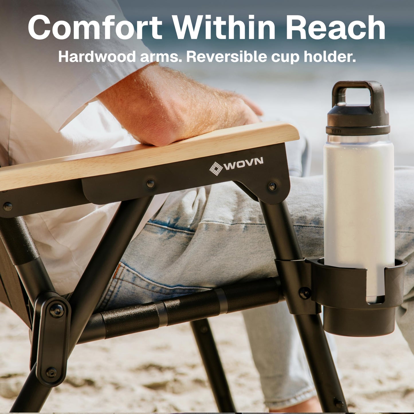 GoSports Outdoors WOVN Beach Backpack Chair - Premium Folding Camping Chair - 9 Styles Available - Black