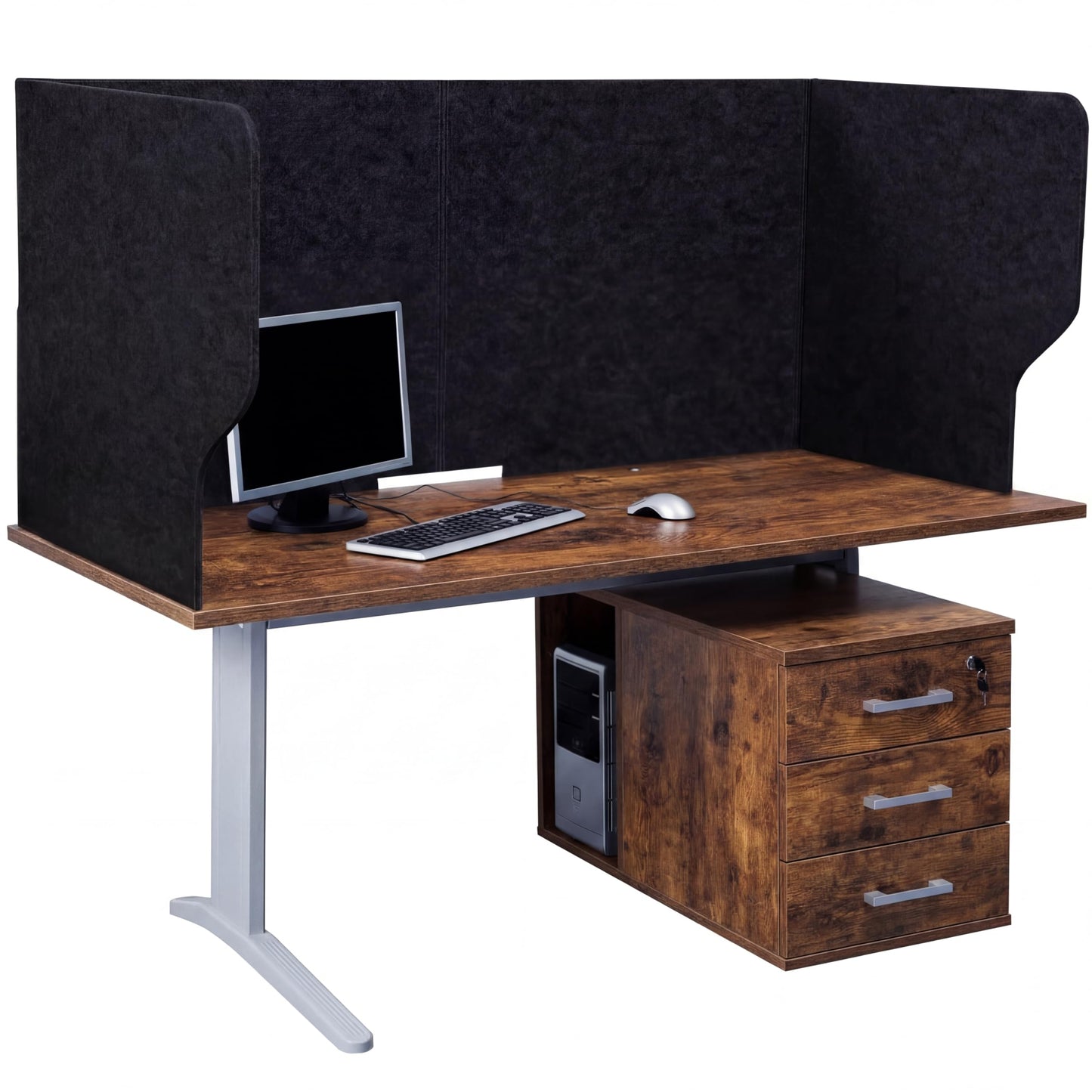 Dunzoom Large Desk Dividers for Students 47.3 x 15.7 Inch Acoustic Portable Fold Classroom Table Privacy Felt Boards for Workstation Office Home Furniture Partitions and Dividers (Black)