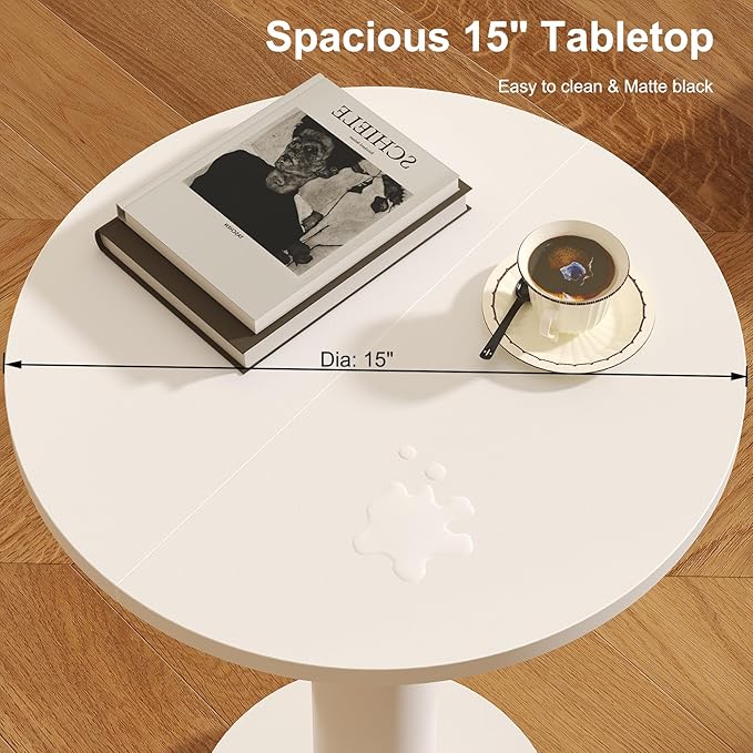 LAATOOREE Round Side Table, Accent Drink Coffee Table, Spacious Top, Thick