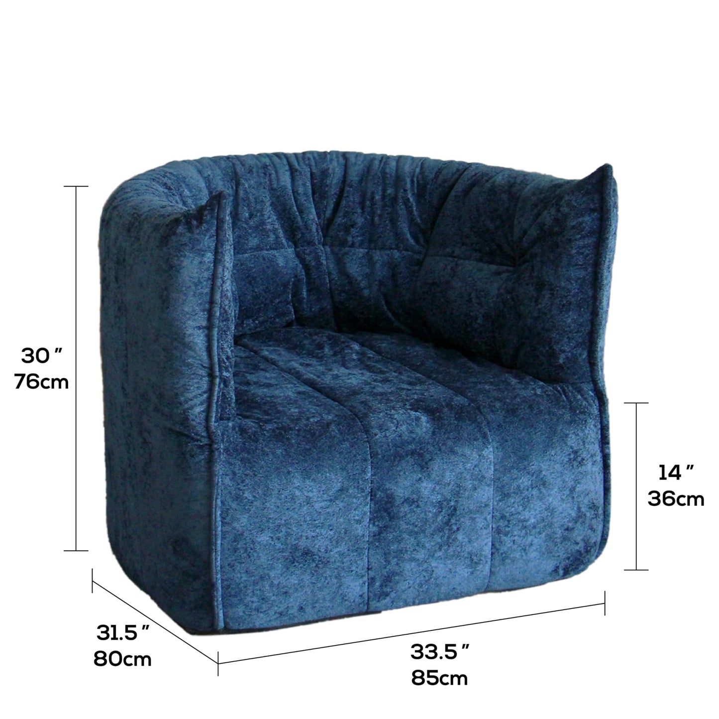 N&V Mid Century Brigantin Deep Relaxation Sofa, Soft Premium Chenille, for Living Room Bedroom and Office (Blue, Single)