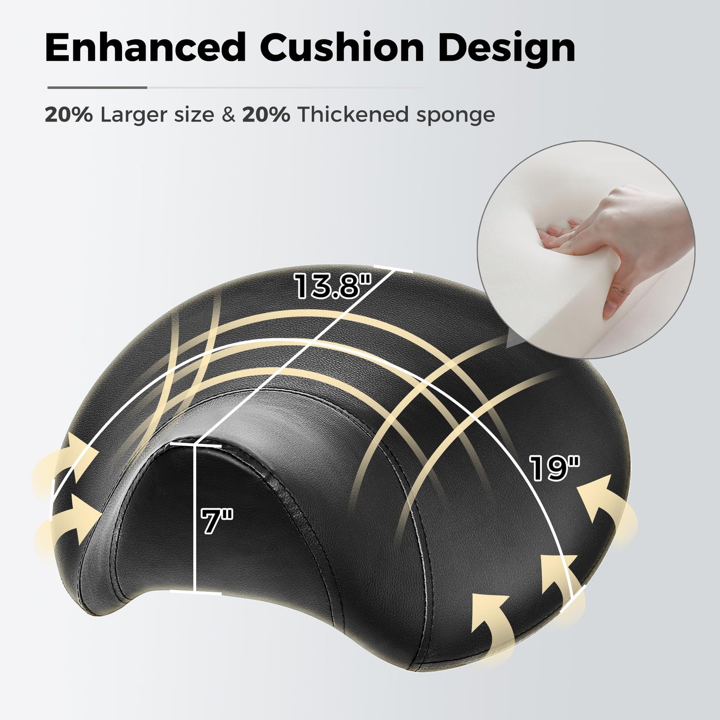 BEWISHOME Saddle Stool with Wheels, Ergonomic Contoured Seat, Thick Cushioned PU Leather Swivel Saddle Chair with Adjustable Height for All-Day Comfort, for Salon, Clinic, Studio and Home Office