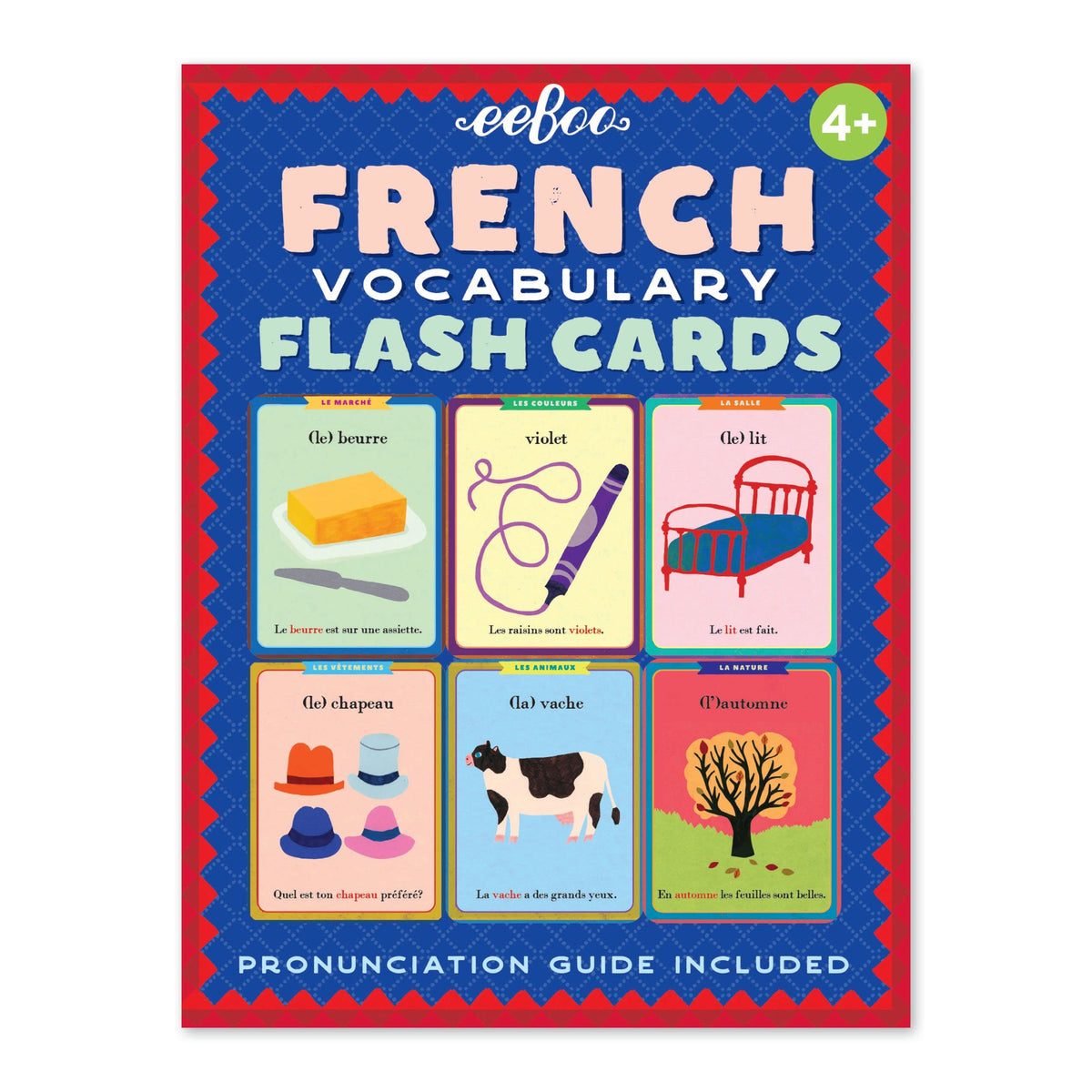 eeBoo: French Vocabulary Flash Cards, Learn French, Imaginative Problem Solving, Educational Games that Cultivates Conversation, Socialization, and Skill-Building, Perfect for Ages 4 and up