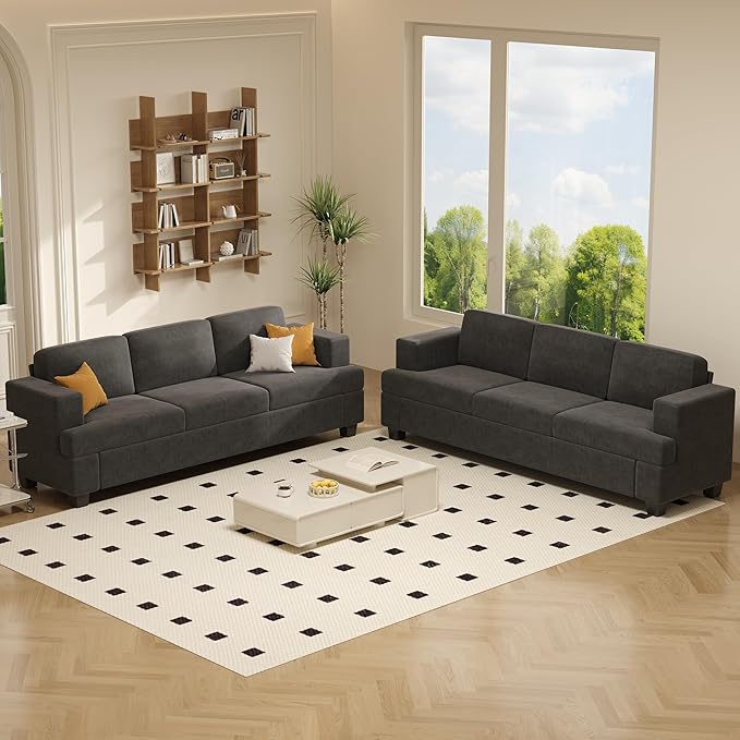 Apicizon 3-Seater Sofa & 3-Seater Sofa, 2 Piece Set Comfy Couch