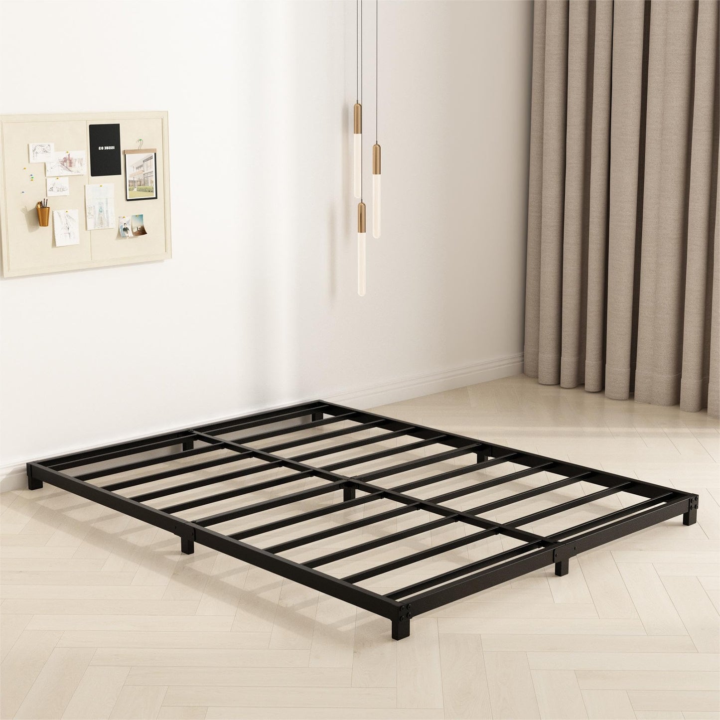 YUSENHEEI 4 Inch Full Size Bed Frame, Heavy Duty Metal Platform Low Bed Frame Full, No Box Spring Needed, Noise Free, Easy Assembly, Black