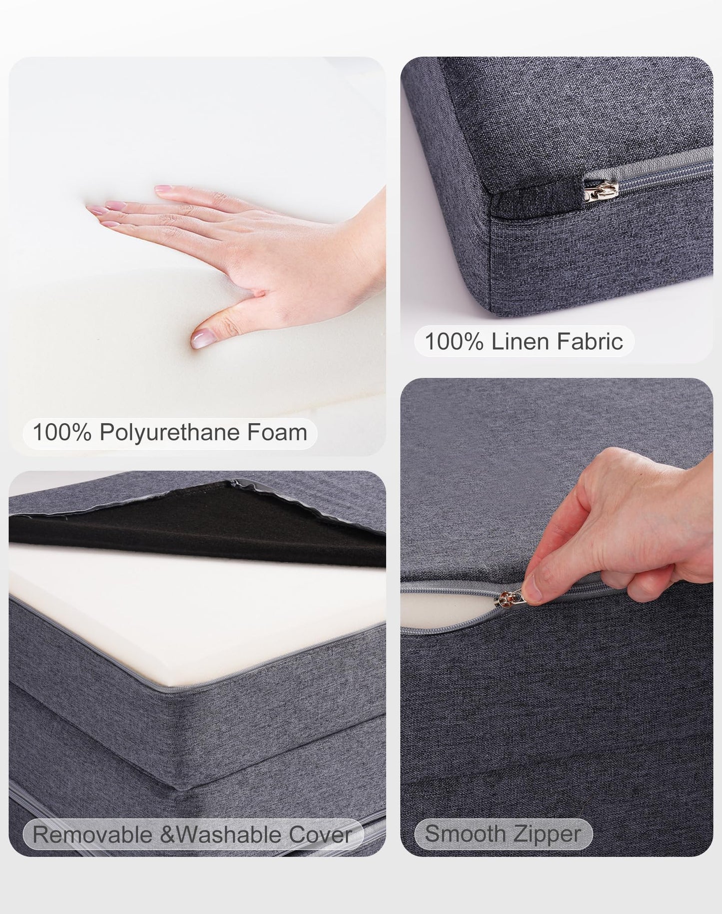 ROBUD Kids Couch, Gray Modular Kids Play Couch, DIY-Style & Washable Toddler Sofa for Playroom, Bedroom, Nursery, WG412