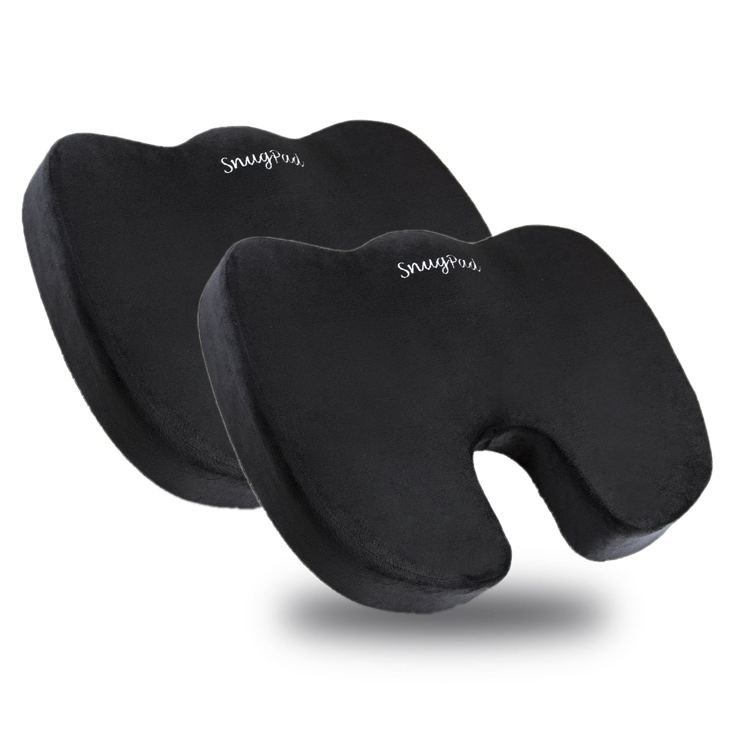 SnugPad Memory Foam Seat Cushion, for Sciatica, Back, Hip, and Tailbone Pain Relief, Firm Comfortable, Support for Office Chair, Wheelchair, Car. Non-Slip Orthopedic Memory Foam Coccyx Cushion 2 Pk