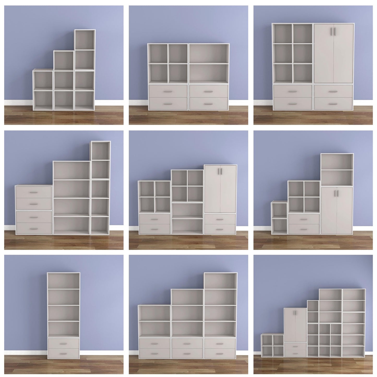 Homes: Inside + Out Apexa 2-Cube Storage Organizer Shelves, Stackable Wood Bookcase Fits Cubby Bins for Organization, Dorm Teen Room Decor & Home Office, Taupe Grey
