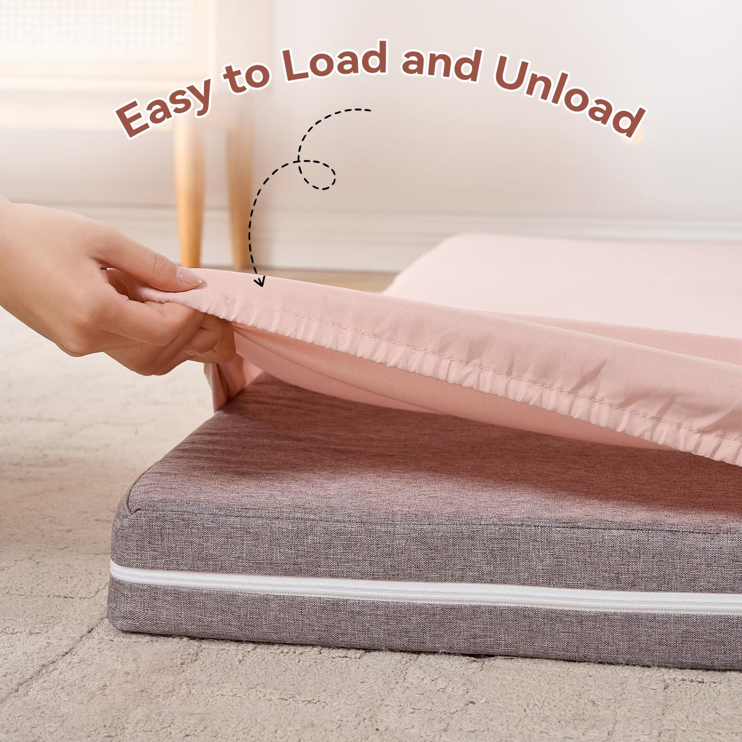NSGZ Twin Fitted Sheet Only Compatible with Trifold Mattress, Microfiber Fitted Bedsheet Fit for 4 Inch Low Profile Mattress with Full Elastic Edge for RV Bunk, Trundle Bed, Daybed, Camping (Pink)