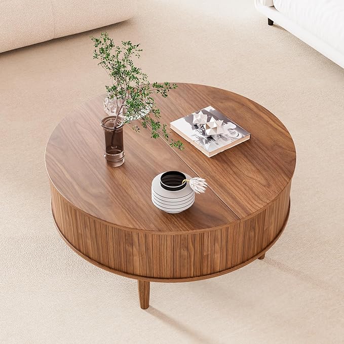Round Fluted Lift Top Coffee Table