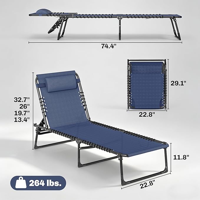 Outsunny Folding Chaise Lounge Chair Set of 2, Patio Sun Tanning Chair