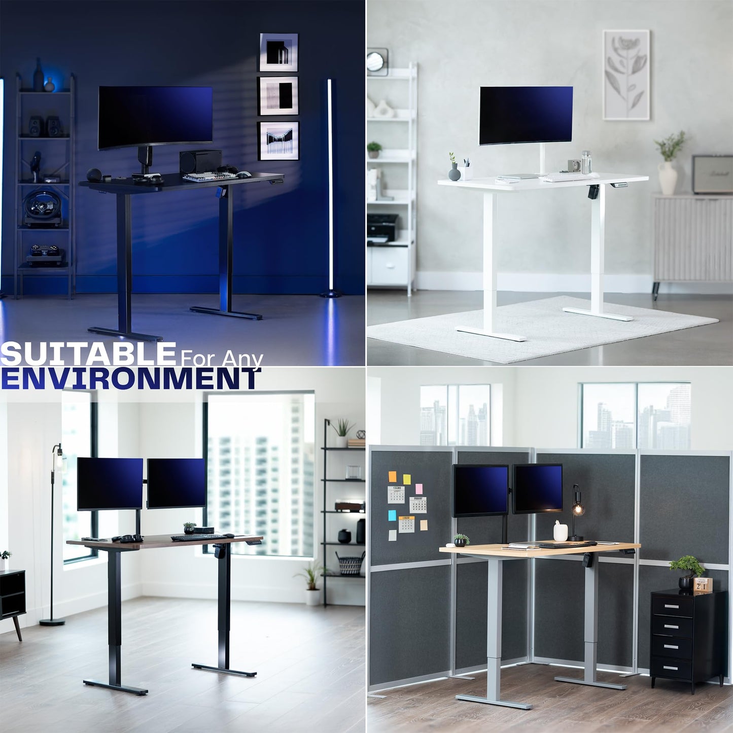 VIVO Electric 60 x 30 in Standing Desk, Memory Height Adjustment, 1B Series, Holds 220 lbs, Light Wood Top Black Frame, DESK-KIT-1B6C-30