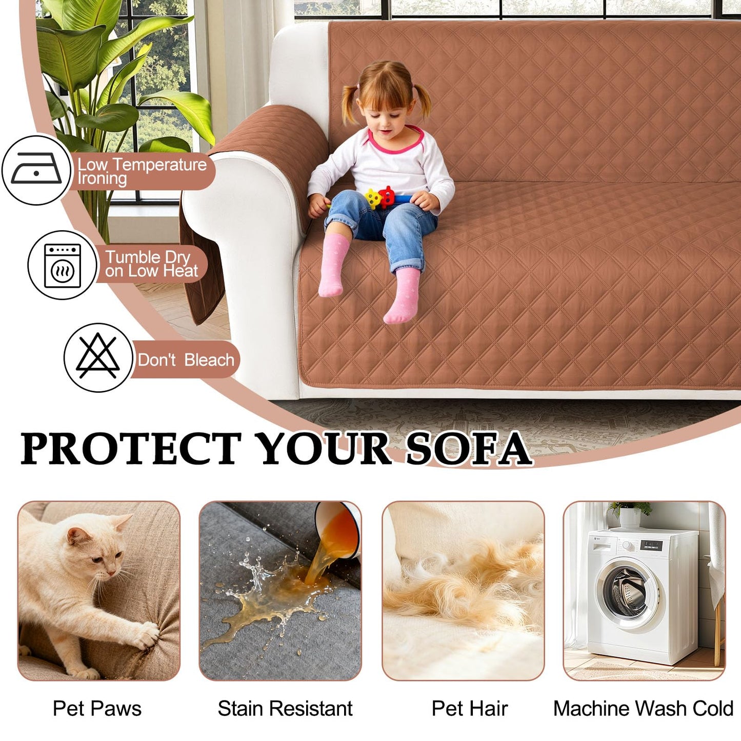 HDCAXKJ Waterproof Sectional Couch Cover L Shaped Sofa Covers Washable Corner Sectional Slipcovers Dog Pet Proof U Shape Furniture Protector with Upgraded Anti Slip Strips (X-Large, Brick Red)