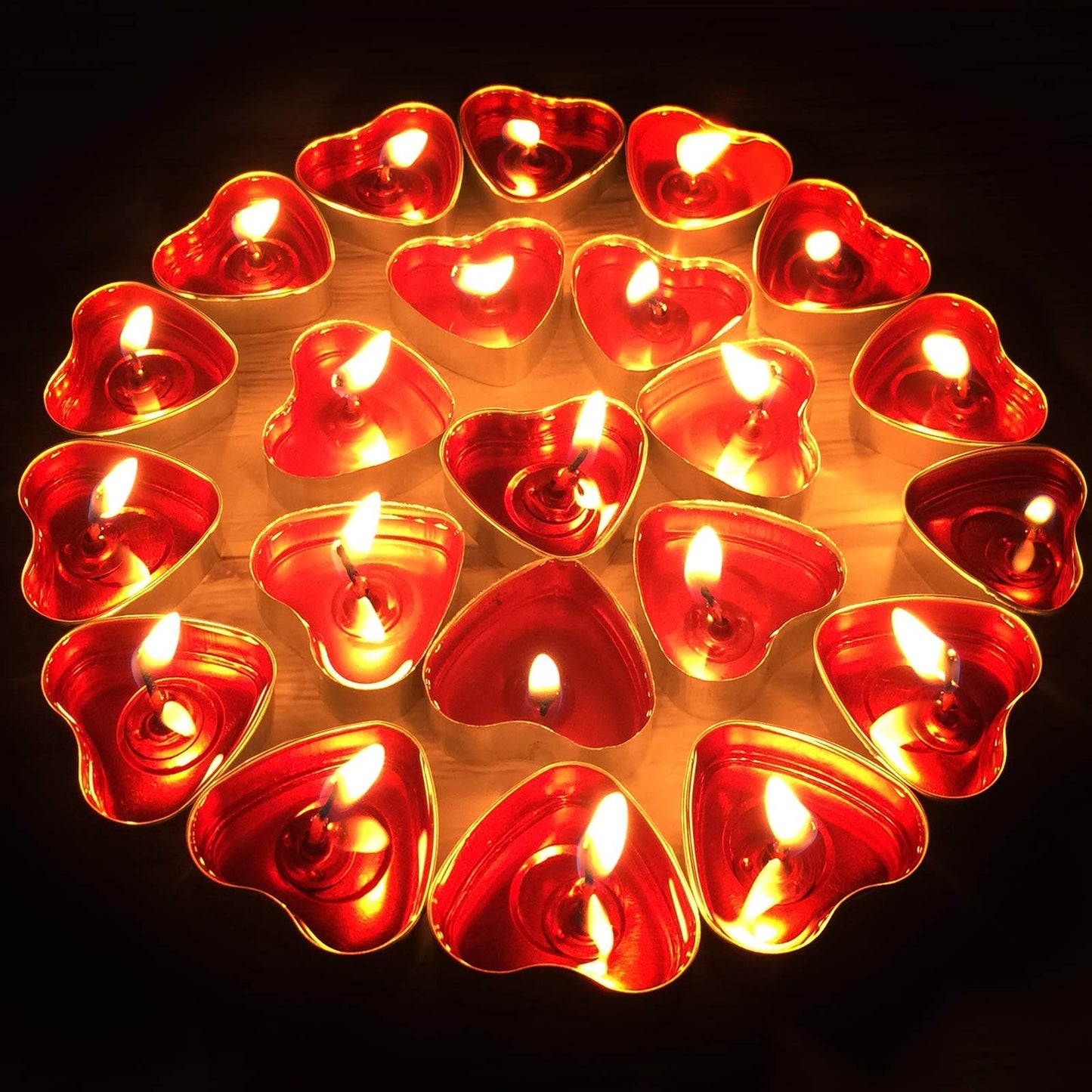 50Pack Heart Shaped Tealight Candles(25x2 Layers),Romantic Love Unscented Tea Lights Candles,Dripless & Long Lasting Smokeless Mini Tealight Candles for Romantic Decor,Pool,Home,Wedding (Pink)