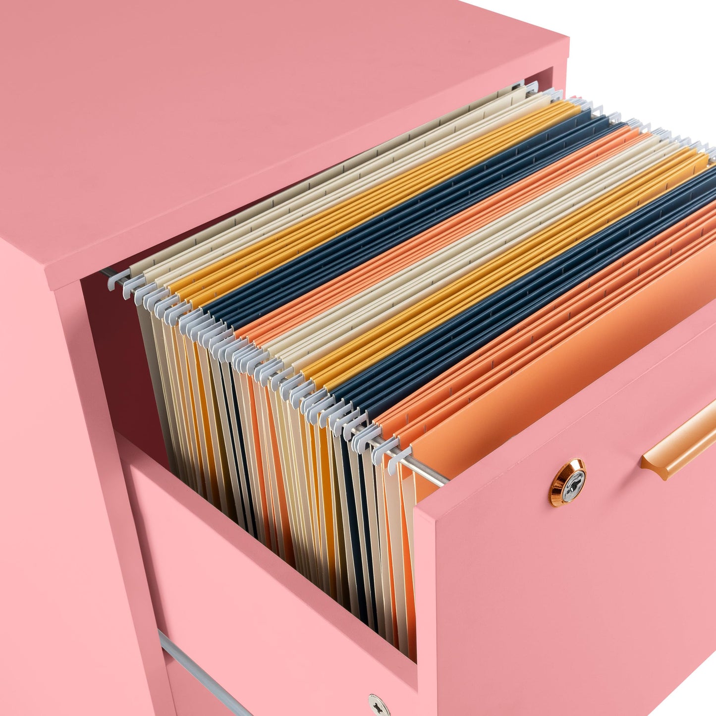 Lavish Home 2 Drawer File Cabinet - Filing Cabinet with Lock - Rolling File Cabinet for Under Desk Storage - Wood Filing Cabinet for Home or Office Organization (Pink)