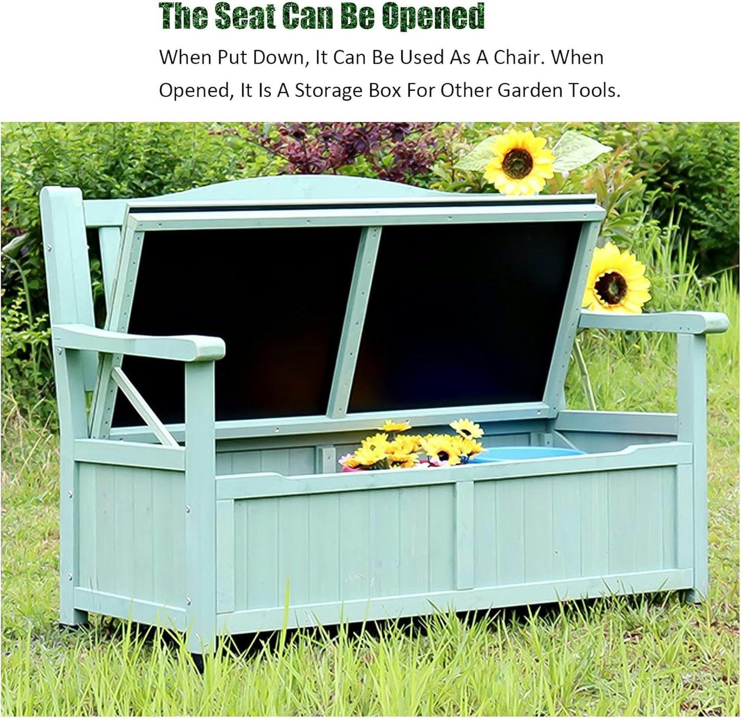 CZHIXG Outdoor Garden Chair with Storage Cabinet, Waterproof Surface, Mutifunctional Wooden Outdoor Chair, Potting Stand with High Feet for Backyard, Patio, Lawn (Size : A) (B)