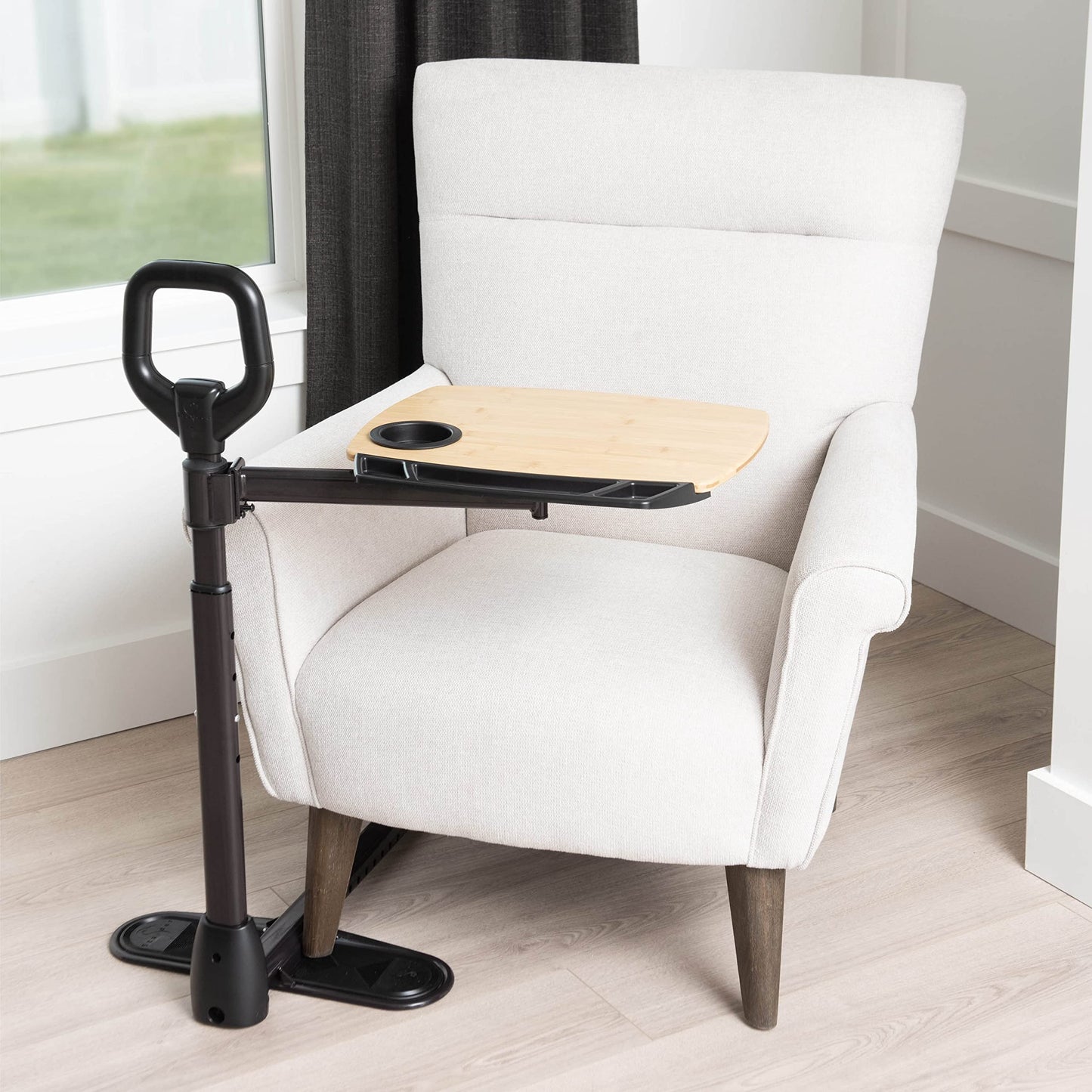Able Life Tray Table, 360° Swivel Table with Cup Holder, Adjustable Height, Extra Large TV Tray for Eating, Laptop Desk for Couches, Chairs, Recliners, Ergonomic Stand Assist Safety Handle for Elderly