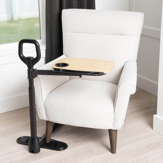 Able Life Tray Table, 360° Swivel Table with Cup Holder, Adjustable Height, Extra Large TV Tray for Eating, Laptop Desk for Couches, Chairs, Recliners, Ergonomic Stand Assist Safety Handle for Elderly