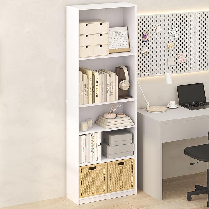 Furinno Jaya Simply Book Shelf, 5-Tier Bookshelf, Bookcase