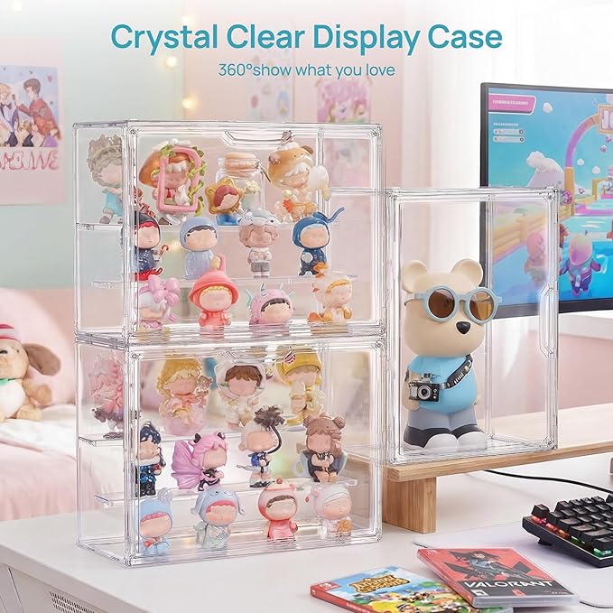 Vtopmart 4 Pack Acrylic Display Case, Stackable Figure Display Case