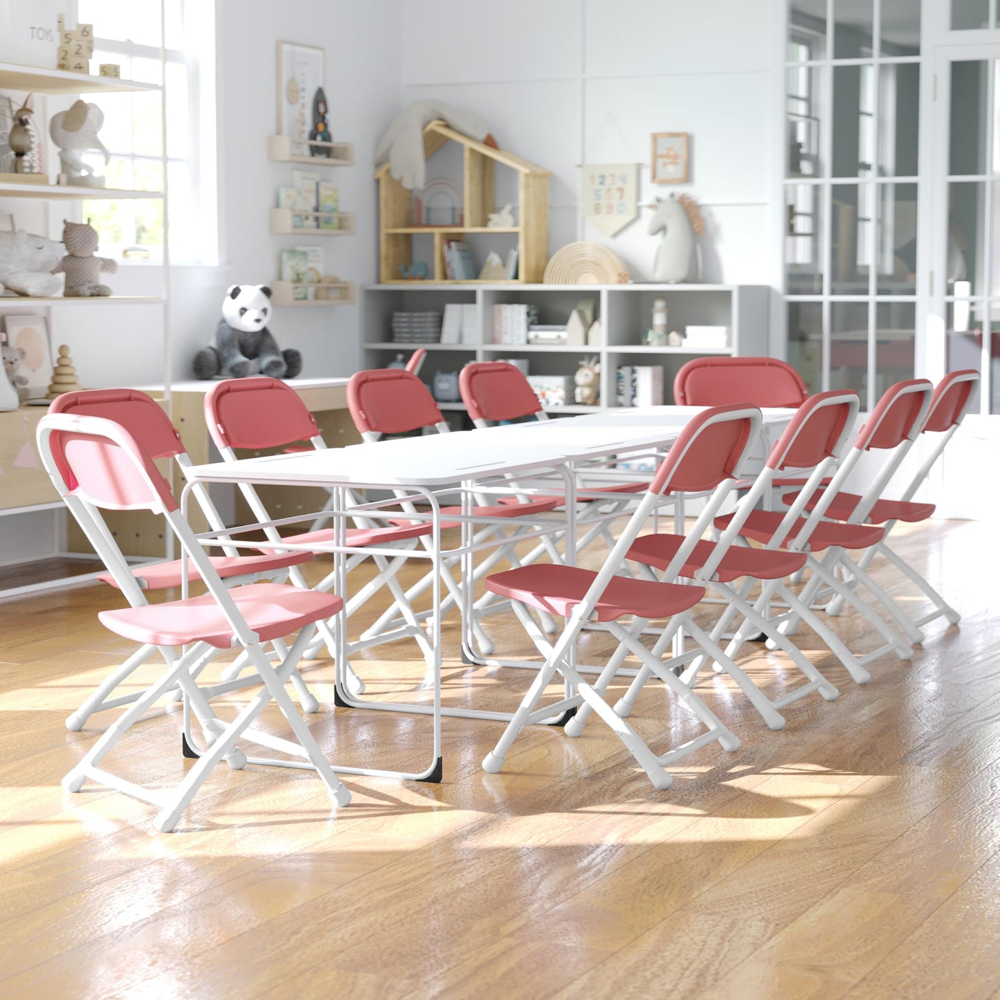 Flash Furniture Timmy 10 Pack Kids Burgundy Plastic Folding Chair