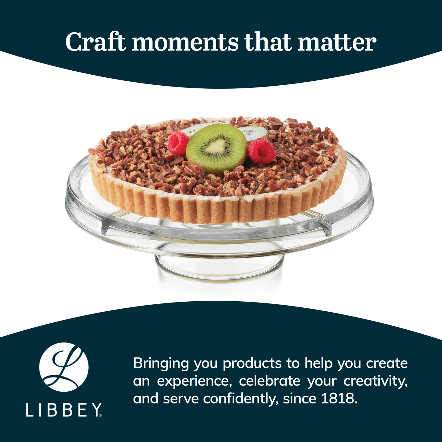 Libbey Selene 6-in-1 Domed Cake Stand, Unique Space Saving Glass Cake Stand with Dome, Multi-Purpose Dip Bowl To Serve Snacks and More