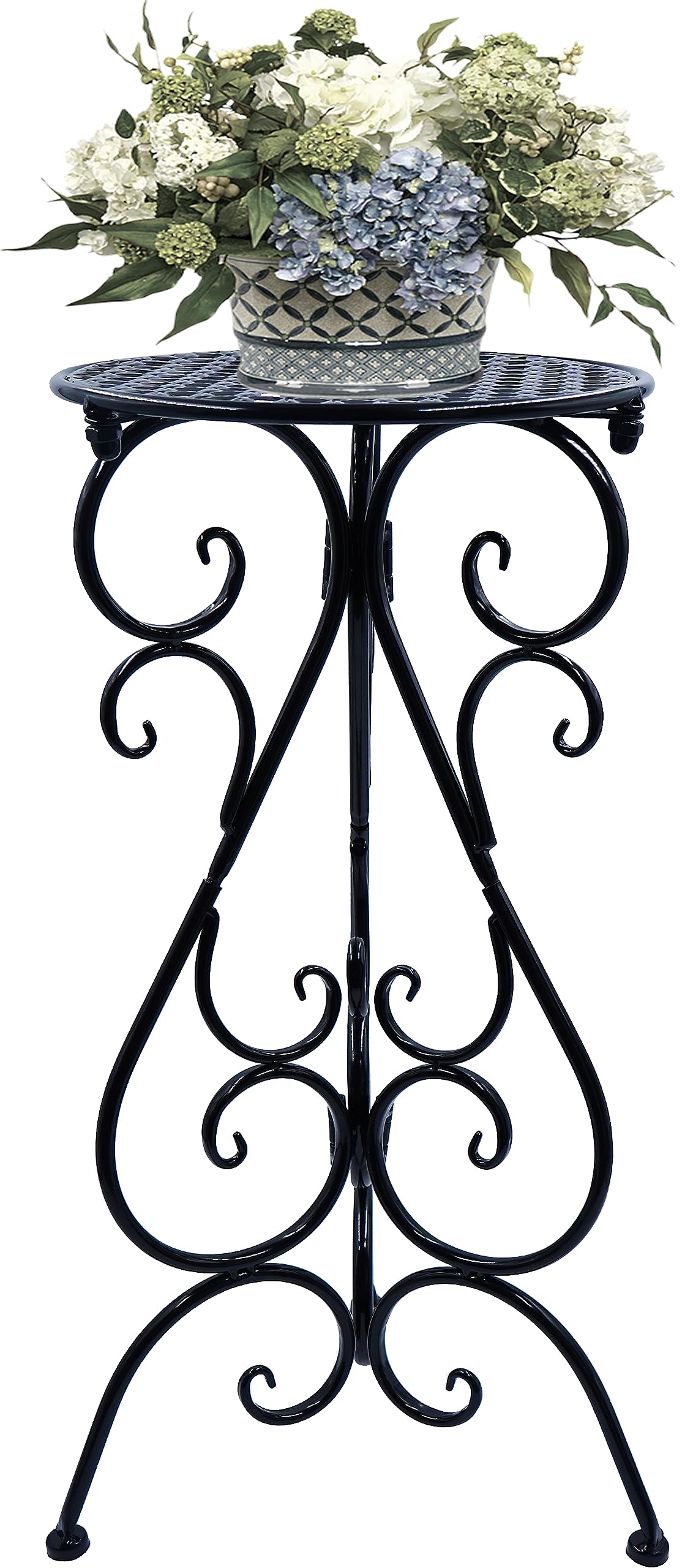 NAKUPE Metal Plant Stand Indoor Outdoor, Single Flower Pot Stands 22.5 Inch Tall, Planter Pedestal Holder for Patio Corner Garden Porch Farmhouse, Black(1 Pack)