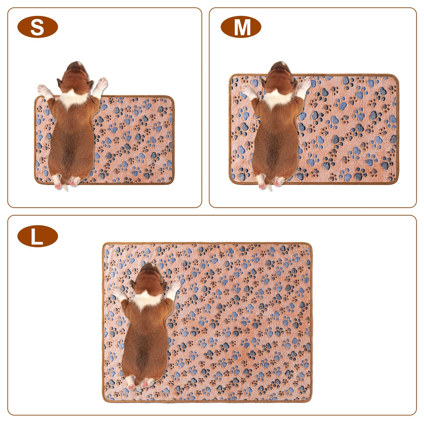 1 Pack 3 Blankets Super Soft Fluffy Premium Fleece Pet Blanket Flannel Paw Printed Throw for Dog Puppy Cat (Small 23x16'', Grey)