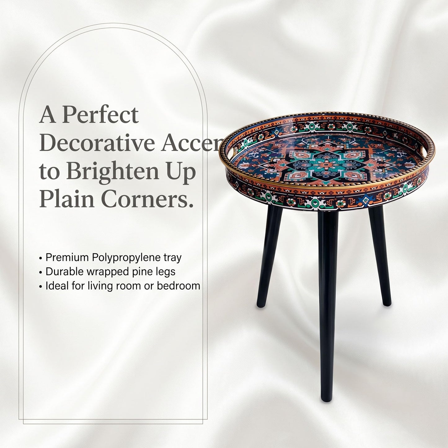 Zosenley Round Indoor Side Tables with Detachable Wooden 3 Legs, Versatile Tray Table, Perfect for Round Coffee Table Tea, and Relaxation Time 17.7 Inch (Ochre Color)