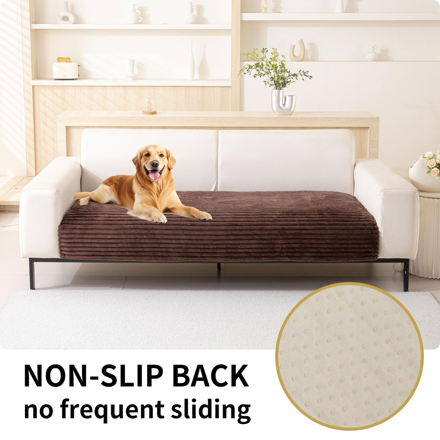 HAOMAIJIA Waterproof Couch Cover for Dogs Washable,Faux Fur Pet Couch Covers for Sofa,Soft Dog Bed Cover Non-Slip Couch Covers for 3 Cushion Couch Sofa Pet Friendly (Brown, 35" x 95" 1 Pack)