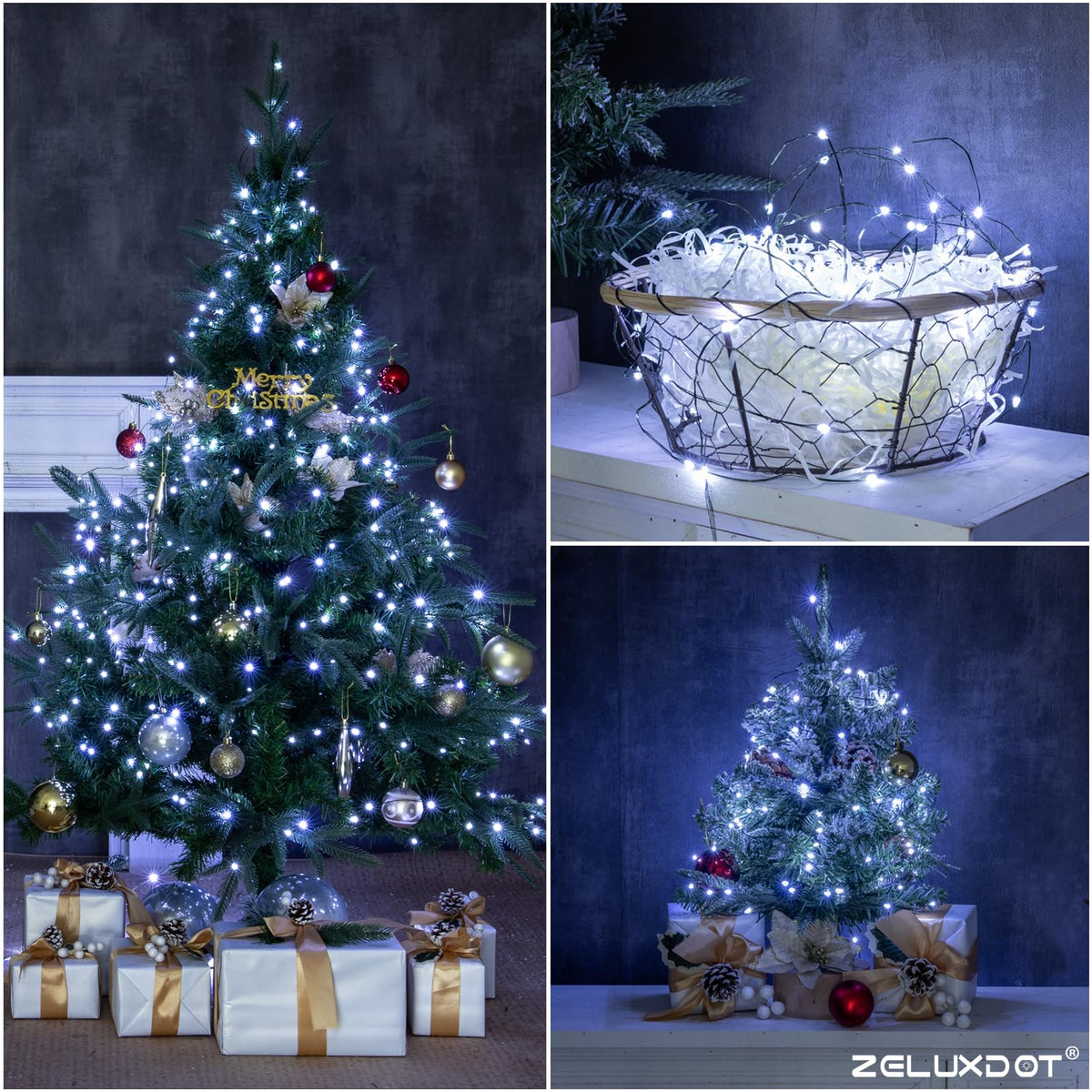 ZELUXDOT Fairy Lights Plug in,200FT 600LEDs Waterproof Led String Lights,8 Modes Remote Twinkle Light for Outdoor Indoor Christmas Wedding Birthday Garden Party Decorations,Green Wire,Cool White